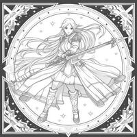 Fantasy Anime Girl Coloring pages photo