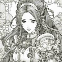 Fantasy Anime Girl Coloring pages photo