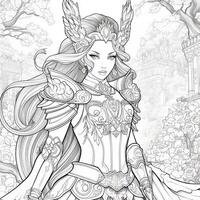 Fantasy Anime Girl Coloring pages photo