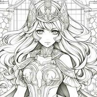 Fantasy Anime Girl Coloring pages photo