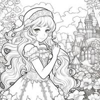 Fantasy Anime Girl Coloring pages photo