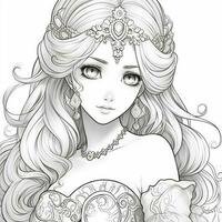 Fantasy Anime Girl Coloring pages photo