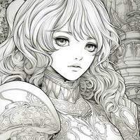 Fantasy Anime Girl Coloring pages photo