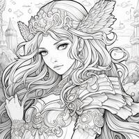 Fantasy Anime Girl Coloring pages photo