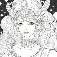 Fantasy Anime Girl Coloring pages photo