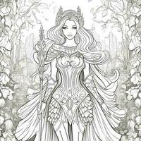 Fantasy Anime Girl Coloring pages photo