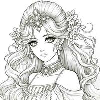 Fantasy Anime Girl Coloring pages photo