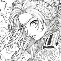 Fantasy Anime Girl Coloring pages photo