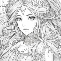 Fantasy Anime Girl Coloring pages photo