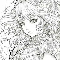 Fantasy Anime Girl Coloring pages photo