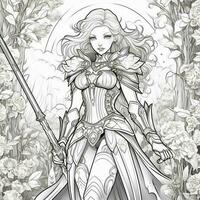 Fantasy Anime Girl Coloring pages photo