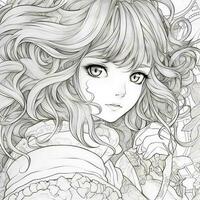 Fantasy Anime Girl Coloring pages photo