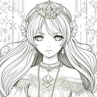 Fantasy Anime Girl Coloring pages photo