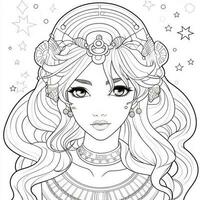 Fantasy Anime Girl Coloring pages photo