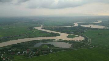 Aerial view Sungai Muda river which is border for Kedah and Penang video