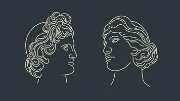 antiguo rostro, griego retrato resumen línea bosquejo vector