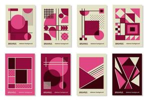 conjunto de 4 afiches de diseño geométrico mínimo de los años 20, arte mural, plantilla, diseño con elementos de formas primitivas. fondo de patrón retro bauhaus, círculo abstracto vectorial, triángulo y arte de línea cuadrada vector