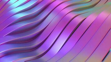 Strip wave iridescent background , wavy animation, 3d rendering video