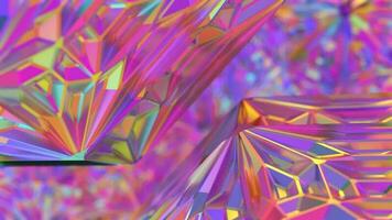 Abstract Crystal iridescent background, spin geometric animation, macro camera depth of field, 4k resolution. video