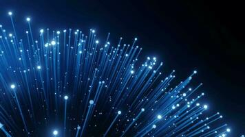 Abstract Fiber optic internet speed background, network connection, blinking light dot, blue coloured, 4k resolution. video