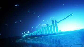 On the stock market, 3d bar graph chart with up arrow, 4k resolution video