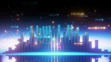 Stock market abstract finance background with graph motion, ray light orange, beautiful graph 3d render. video