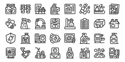 Soap production icons set outline vector. Factory powder vector