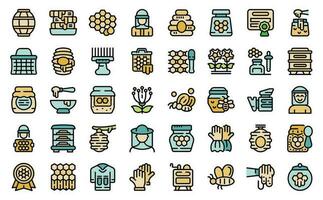 Apiarist icons set vector flat