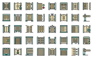 Automatic gates icons set vector flat