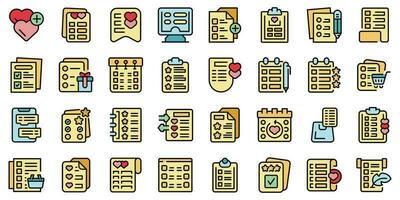 Wish list icons set vector flat