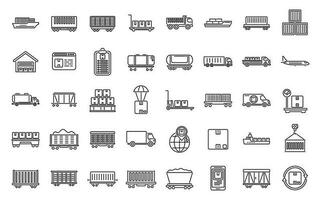 Freight traffic icons set outline vector. Cargo goods vector