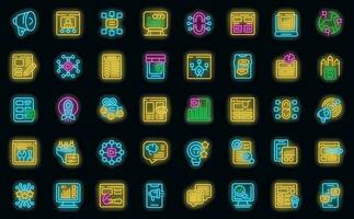 Marketing tools icons set vector neon