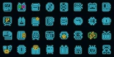 Inverter icons set vector neon