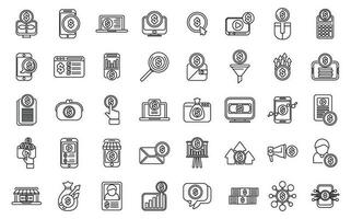 Monetization icons set outline vector. Website content vector