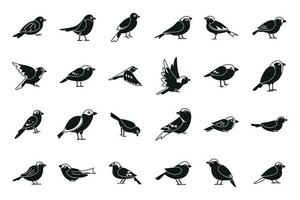 Sparrow icons set simple vector. Fly bird vector