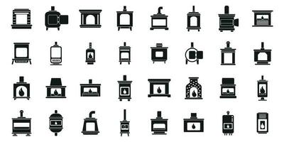 Furnace icons set simple vector. Air gas vector