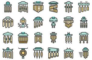 Wind chime icons set vector flat