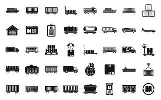 Freight traffic icons set simple vector. Cargo goods vector