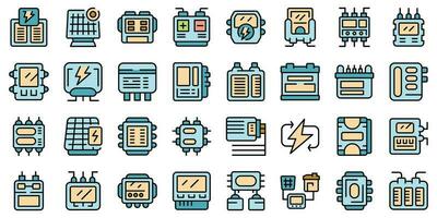 Inverter icons set vector flat