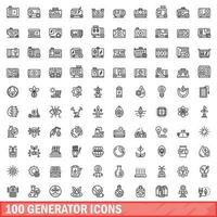 100 generador íconos colocar, contorno estilo vector