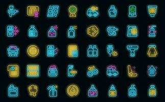 Cosmetics for the car icons set vector neon