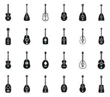 Ukulele icons set simple vector. Acoustic band vector