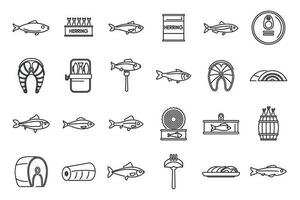 Herring icons set outline vector. Fish cod vector