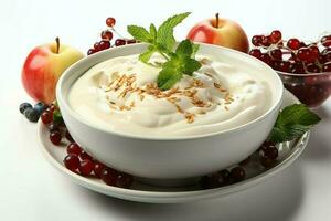 A delicious apple soup food in a bowl. Winter food and healthy protein soup meal concept by AI Generated photo