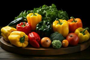 Collection mix fresh vegetables and fruits for a salad. Healthy diet concept and vegetables food by AI Generated photo