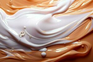 Foundation liquid elements splash. Fluid cosmetic cream or cosmetic make-up creamy product concept by AI Generated photo