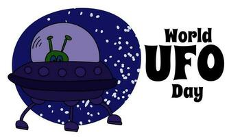 World UFO Day, idea for a horizontal poster, banner, flyer, postcard vector