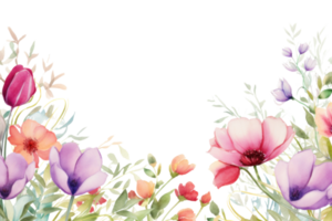 acuarela floral frontera png