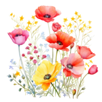 kleurrijk waterverf voorjaar bloemen boeket png
