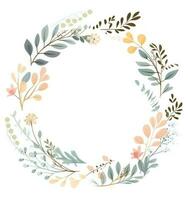 Watercolor floral wreath isolated photo